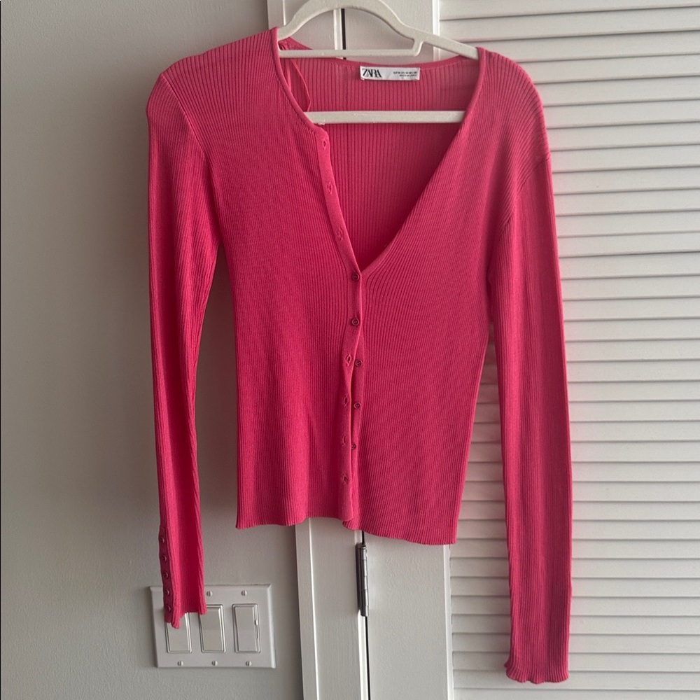 Zara Fuchsia Button-Up Cardigan